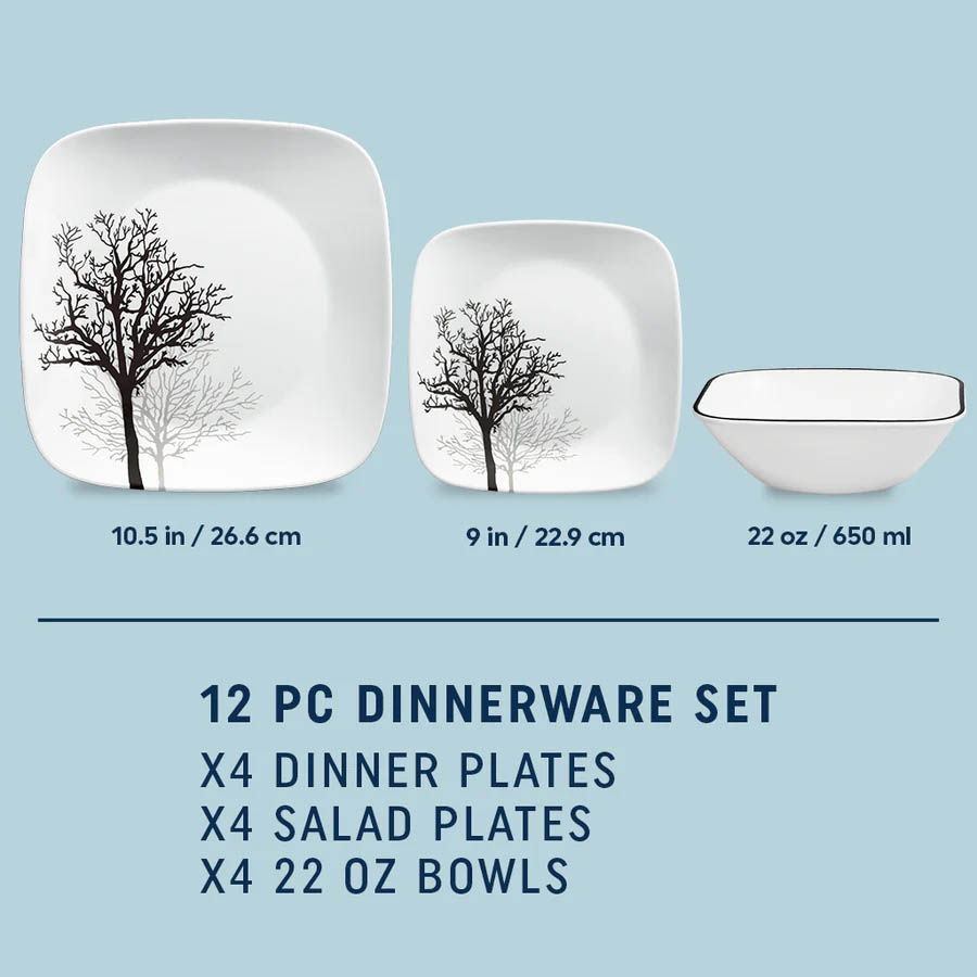 Corelle® Timber Shadows 12-piece Dinnerware Set, Service for 4