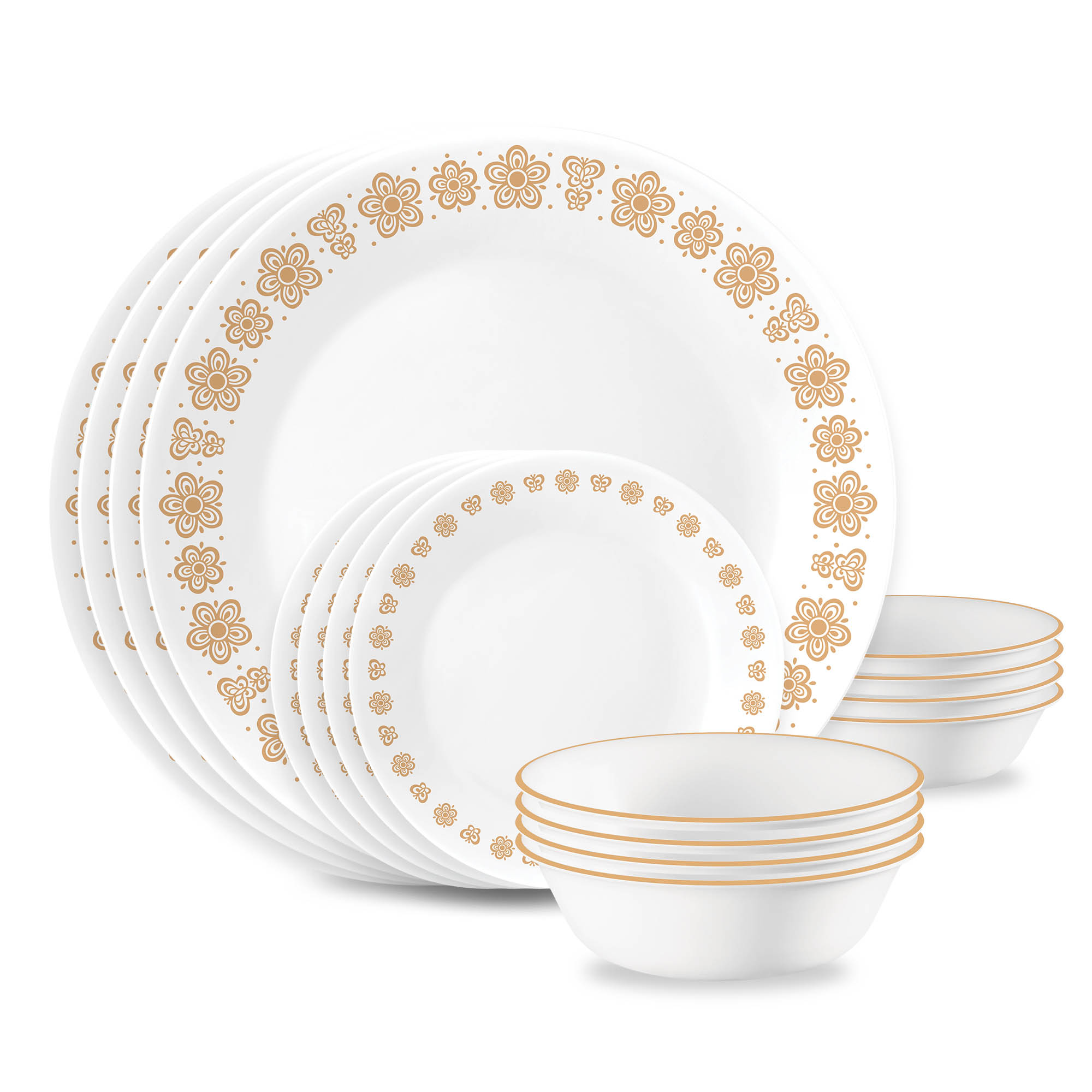 Corelle Butterfly Gold 16pc Dinner Set (No Mug)