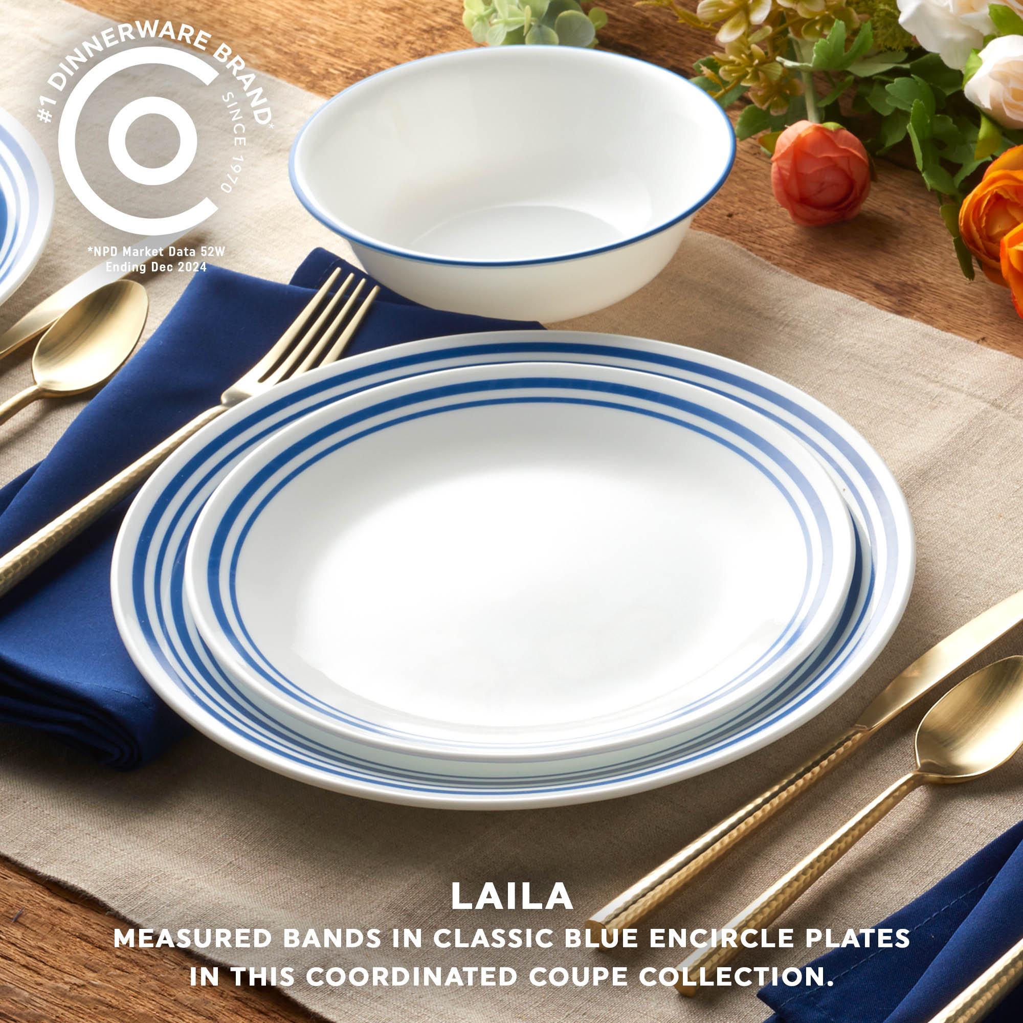 Corelle Laila 12pc set - 4 dinner plates, 4 luncheon plates and 4 cereal bowls