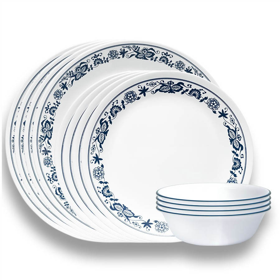 Corelle® Old Town Blue 12-Piece Glass Dinnerware Set, Service for 4
