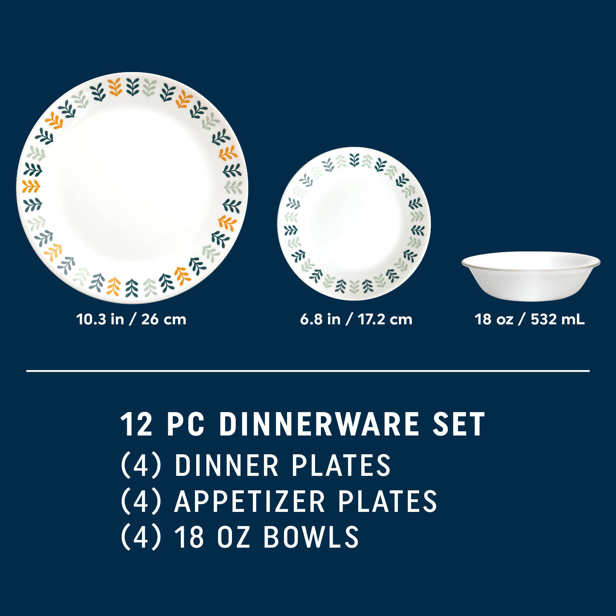 Corelle® Anders 12-Piece Glass Dinnerware Set, Service for 4
