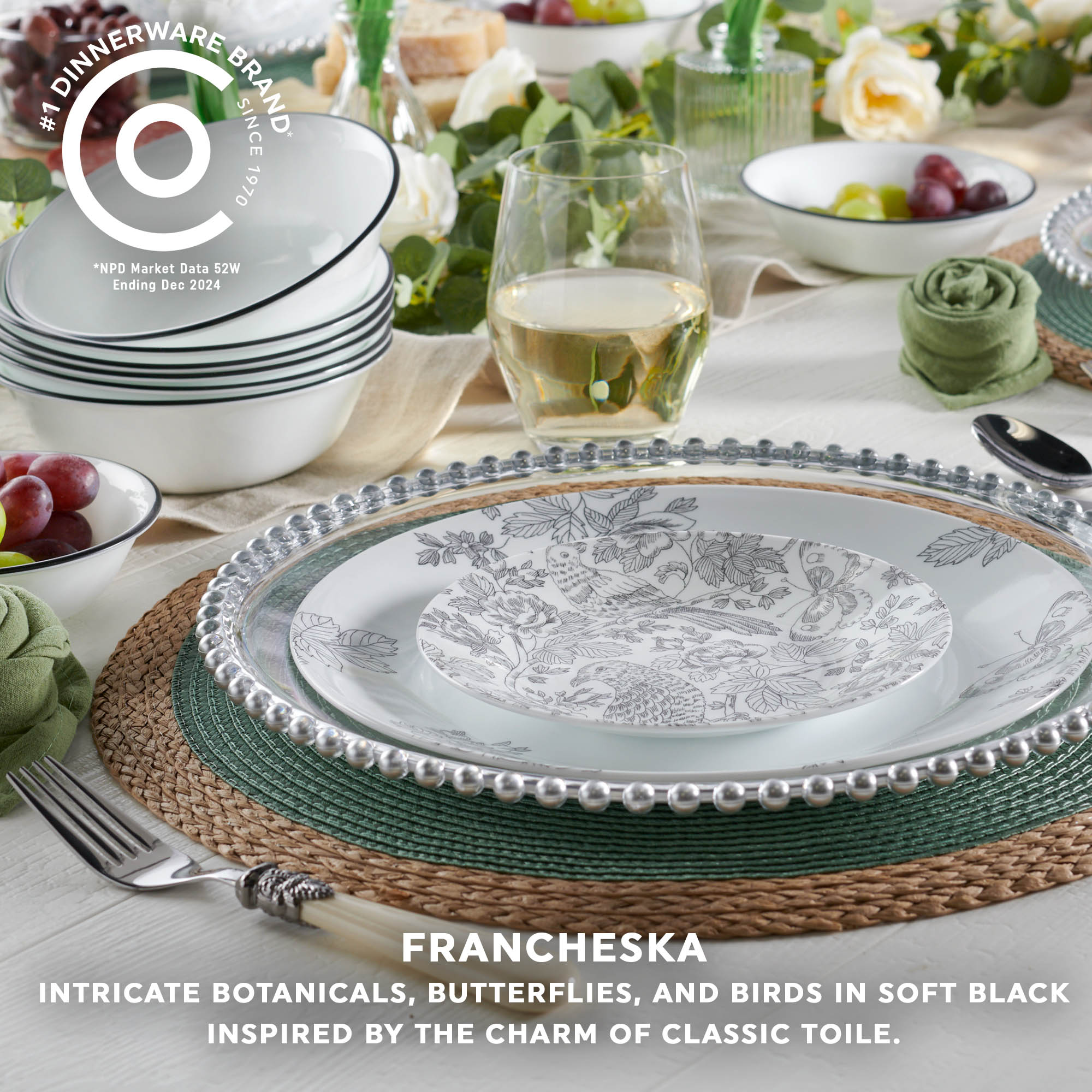 Corelle Francheska 16pc Dinner Set (No Mugs)