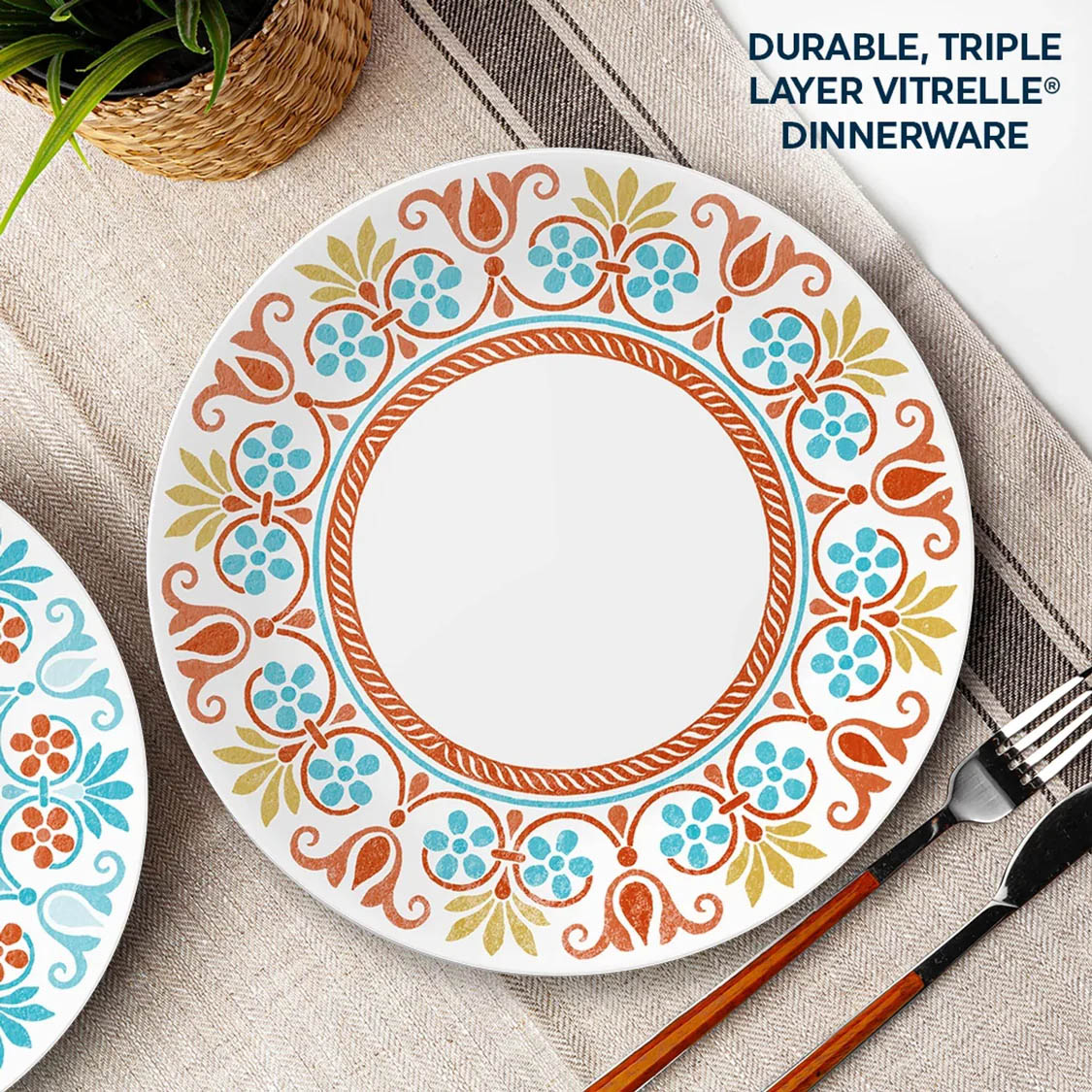 Corelle Terracotta Dreams 12pc Dinner Set - 4 Dinner Plates, 4 Luncheon Plates and 4 Cereal Bowls