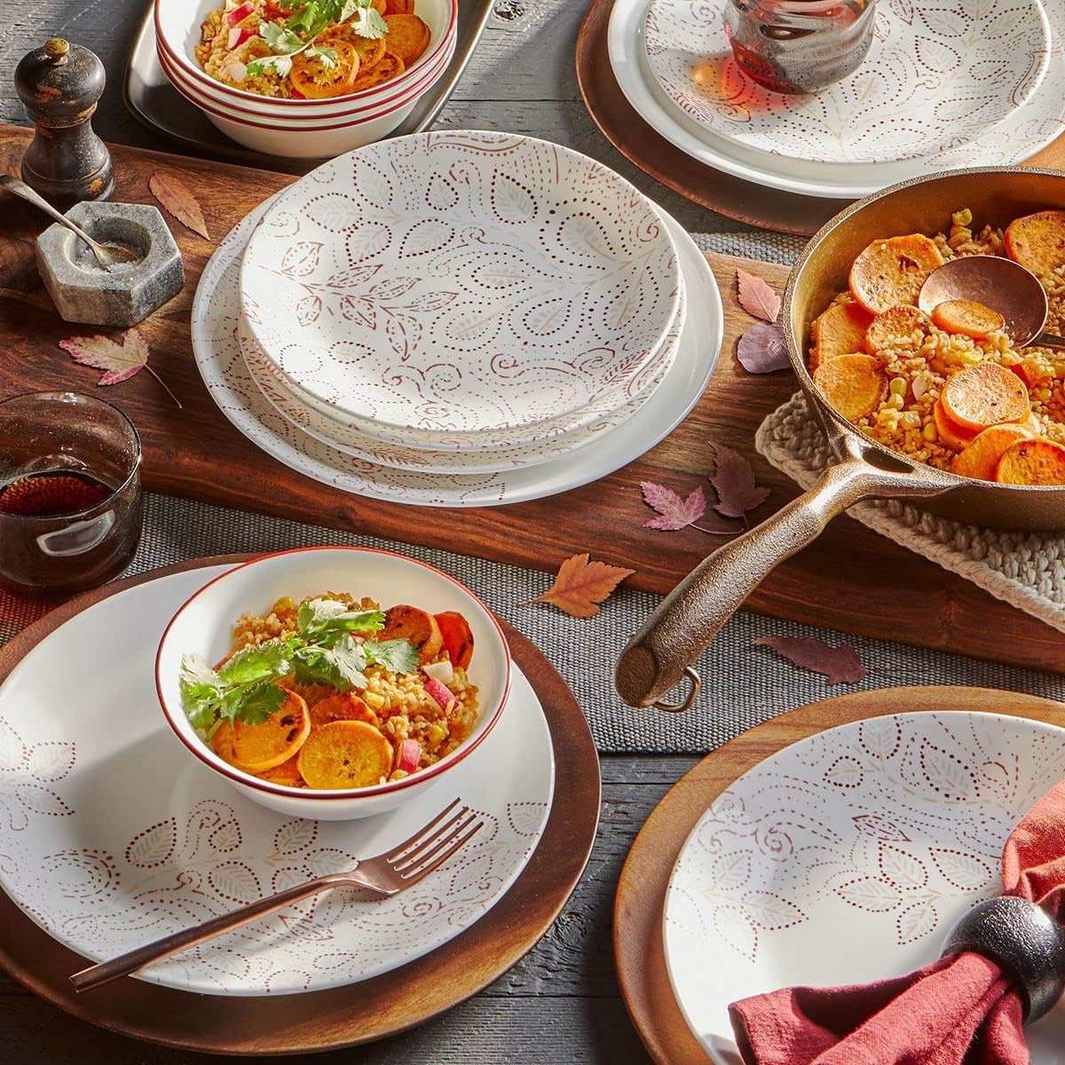 Corelle Leaf Stitch 12pc Dinner Set