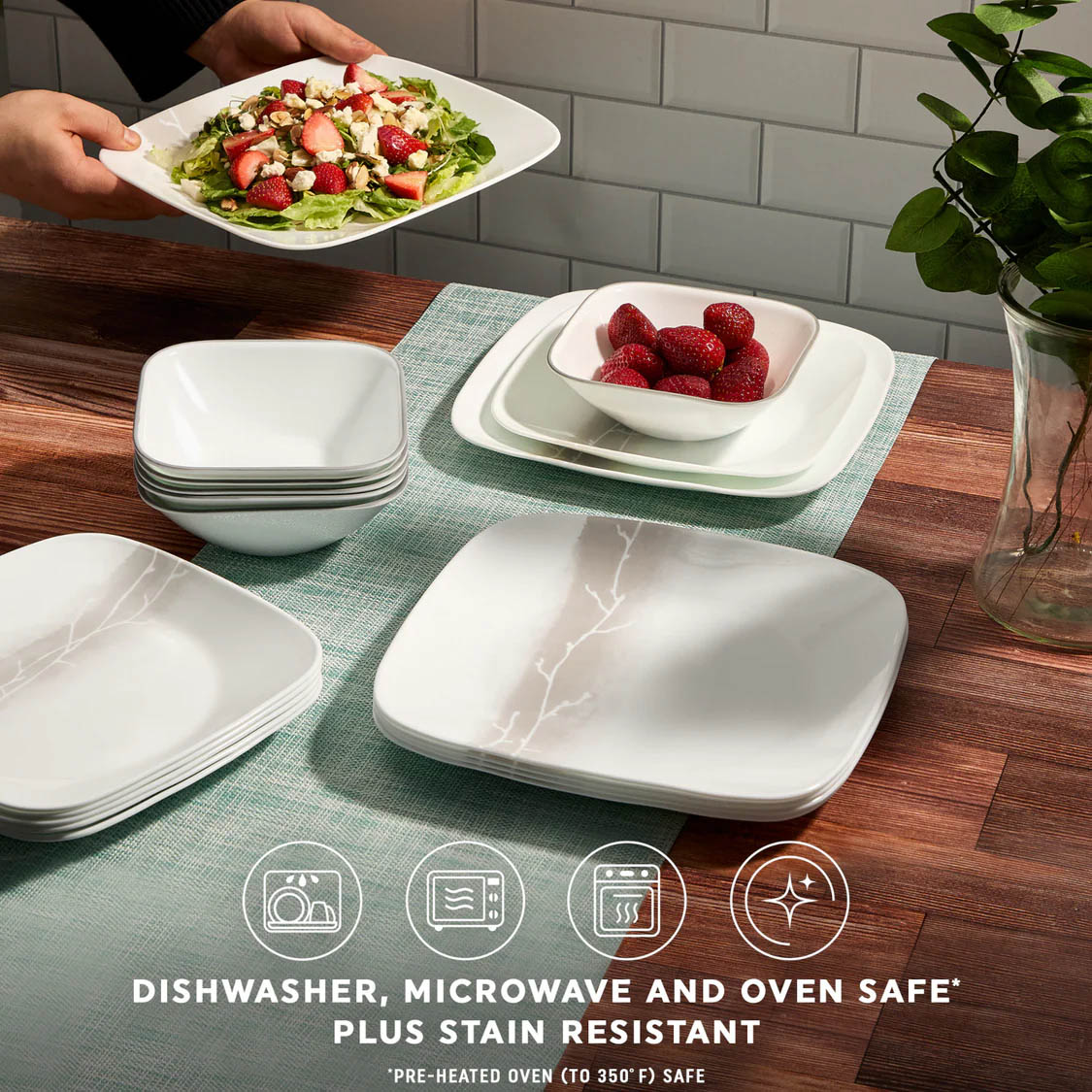 Corelle Wandering Grove Square 18pc Dinner Set