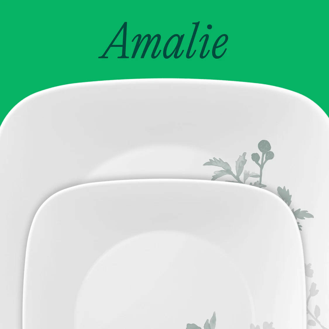 Corelle Amalie Square 16pc Dinner Set- 4 Dinner Plates, 4 Luncheon Plates, 4 Cereal Bowls and 4 Dessert Bowls