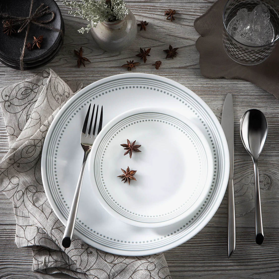 Corelle Mystic Gray 12pc Dinner Set