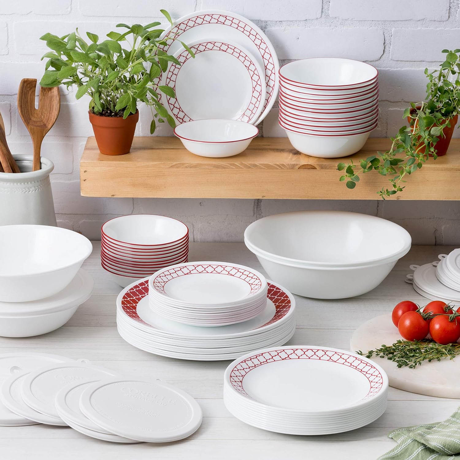 Corelle Crimson Trellis 12pc Dinner Set