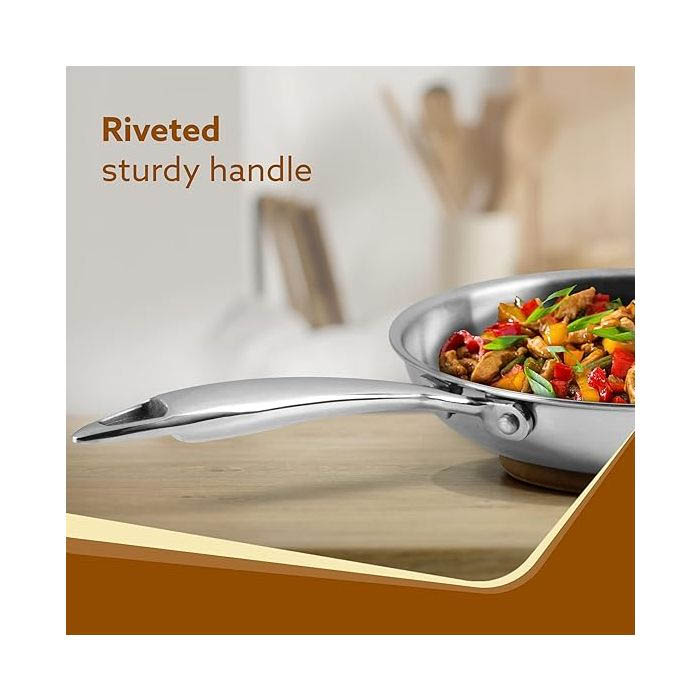 Zinel Stainless Steel Triply Honeycomb Frying Pan 20cm