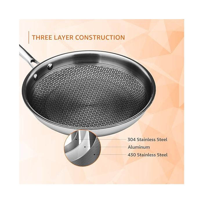 Zinel Stainless Steel Triply Honeycomb Frying Pan 20cm