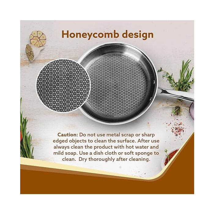 Zinel Stainless Steel Triply Honeycomb Frying Pan 20cm