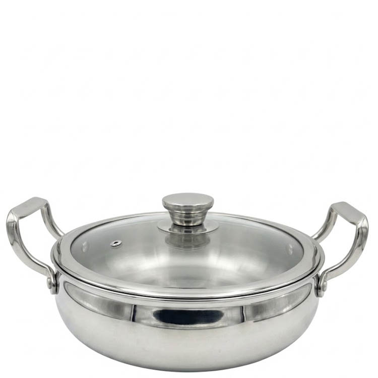Zinel Stainless Steel Triply Biryani Bellied casserole with Glass Lid, 32cm-4.5L