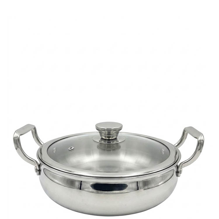 Zinel Stainless Steel Triply Biryani Pot with Glass Lid, 28cm