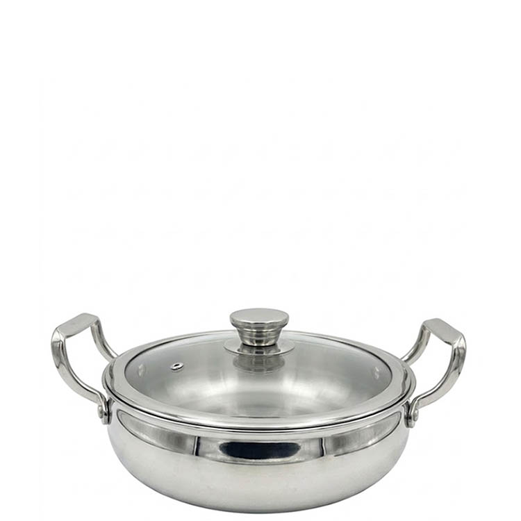 Zinel Stainless Steel Triply Biryani Pot with Glass Lid, 24cm