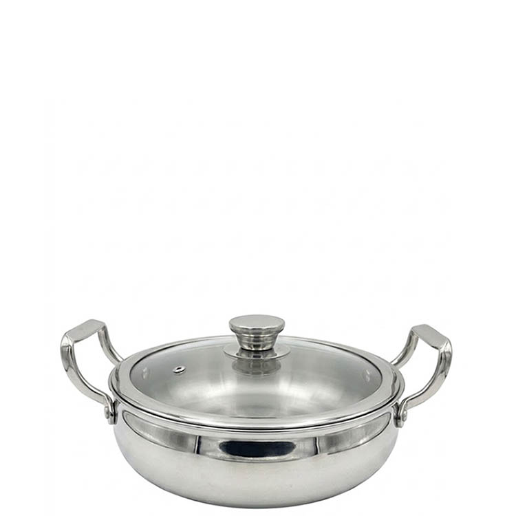 Zinel Stainless Steel Triply Biryani Pot with Glass Lid, 22cm