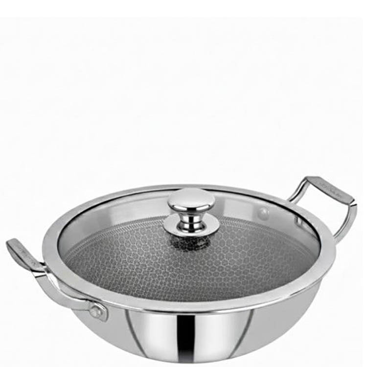 Triply Honey Comb Kadai With Glass Lid 20cm