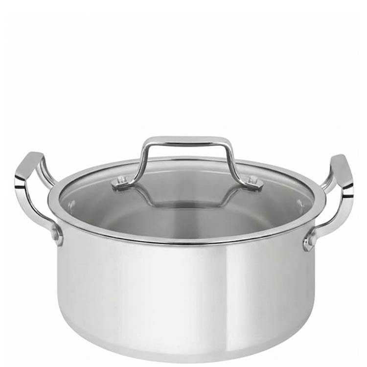 Zinel Stainless Steel Triply Casserole with Glass Lid, 34cm-15L