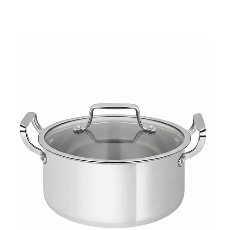 Zinel Stainless Steel Triply Casserole with Glass Lid, 26cm - 7L