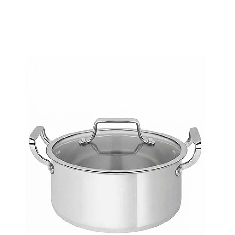 Zinel Stainless Steel Triply Casserole Pan with Glass Lid - 22cm-4L