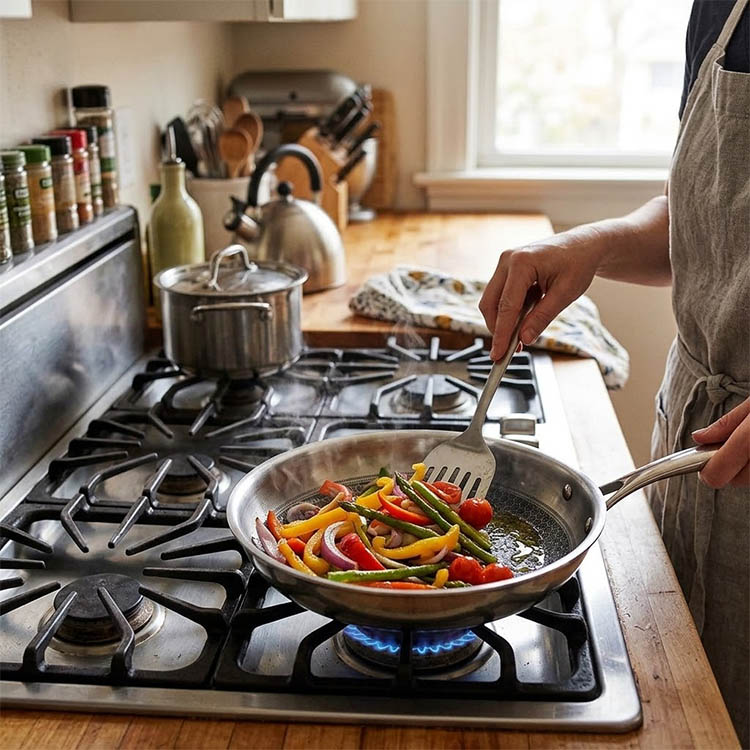 Zinel Stainless Steel Triply Honeycomb Frying Pan 20cm