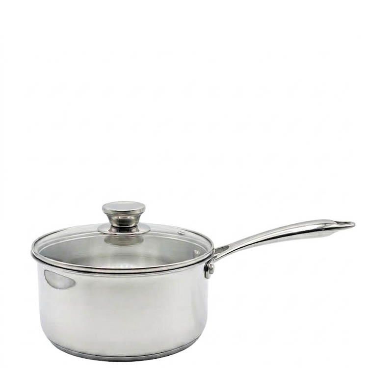 Zinel Tri-Ply Stainless Steel Saucepan with Glass Lid,18cm - 2L