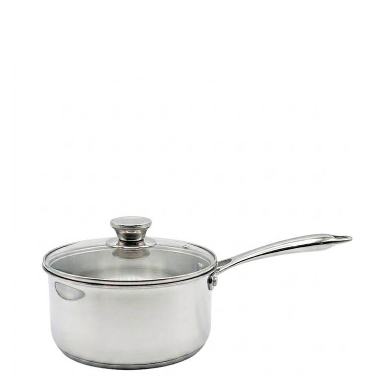 Zinel Stainless Steel Tri-Ply Saucepan with Glass Lid, 16cm -  1.5L