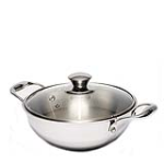 Zinel Tri-Ply Wok with Glass Lid, 24cm,