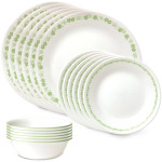 Corelle Spring Blossom Green 18pc Dinner Set