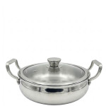 Zinel Stainless Steel Triply Biryani Bellied casserole with Glass Lid 30cm-4L