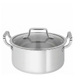 Zinel Stainless Steel Triply Casserole with Glass Lid, 34cm-15L