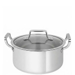 Zinel Stainless Steel Triply Casserole with Glass Lid, 32cm - 13L