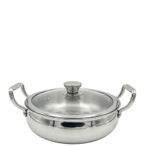 Zinel Stainless Steel Triply Biryani Pot with Glass Lid, 28cm
