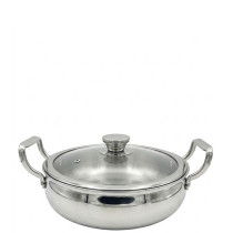 Zinel Stainless Steel Triply Biryani Pot with Glass Lid, 26cm