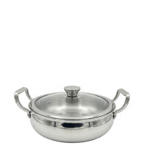 Zinel Stainless Steel Triply Biryani Pot with Glass Lid, 24cm
