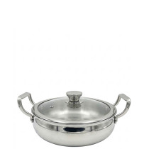 Zinel Stainless Steel Triply Biryani Pot with Glass Lid, 22cm