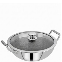 Triply Honey Comb Kadai With Glass Lid 26cm