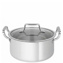 Zinel Stainless Steel Triply Casserole with Glass Lid, 34cm-15L