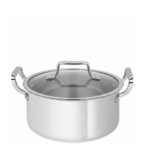 Zinel Stainless Steel Triply Casserole with Glass Lid, 28cm - 10L