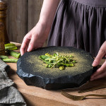 Black Broken stone platter 7" - 18cm x 4.5cm
