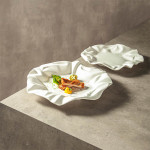 White Scrunched platter 13" - 33 x 3cm