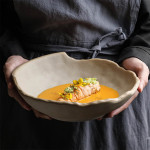 Matt Sand Beige Semi cut bowl 600ml - 8.5" - 22 x 7cm
